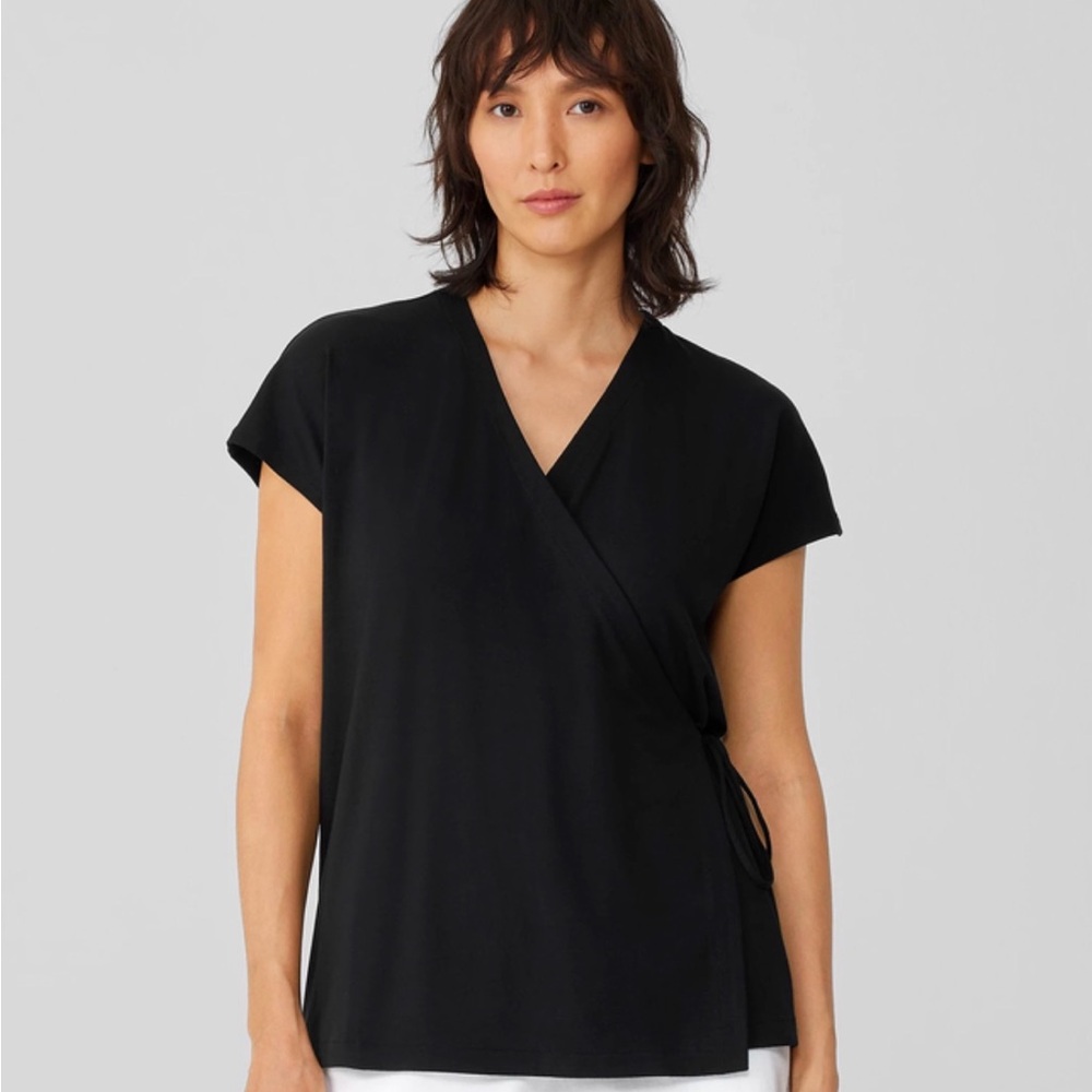 EILEEN FISHER Fine Jersey Wrap Top